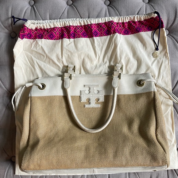 Tory Burch Raffia Tote Shopper Bag - Picture 3 of 11